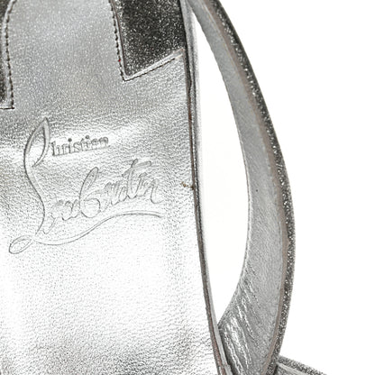 Christian Louboutin Glitter Calfskin Taralita 85 Thong Sandals 40 Silver 10 of 12