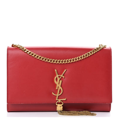 Saint Laurent Smooth Calfskin Medium Classic Monogram Kate Tassel Satchel Lipstick Red 1 of 19