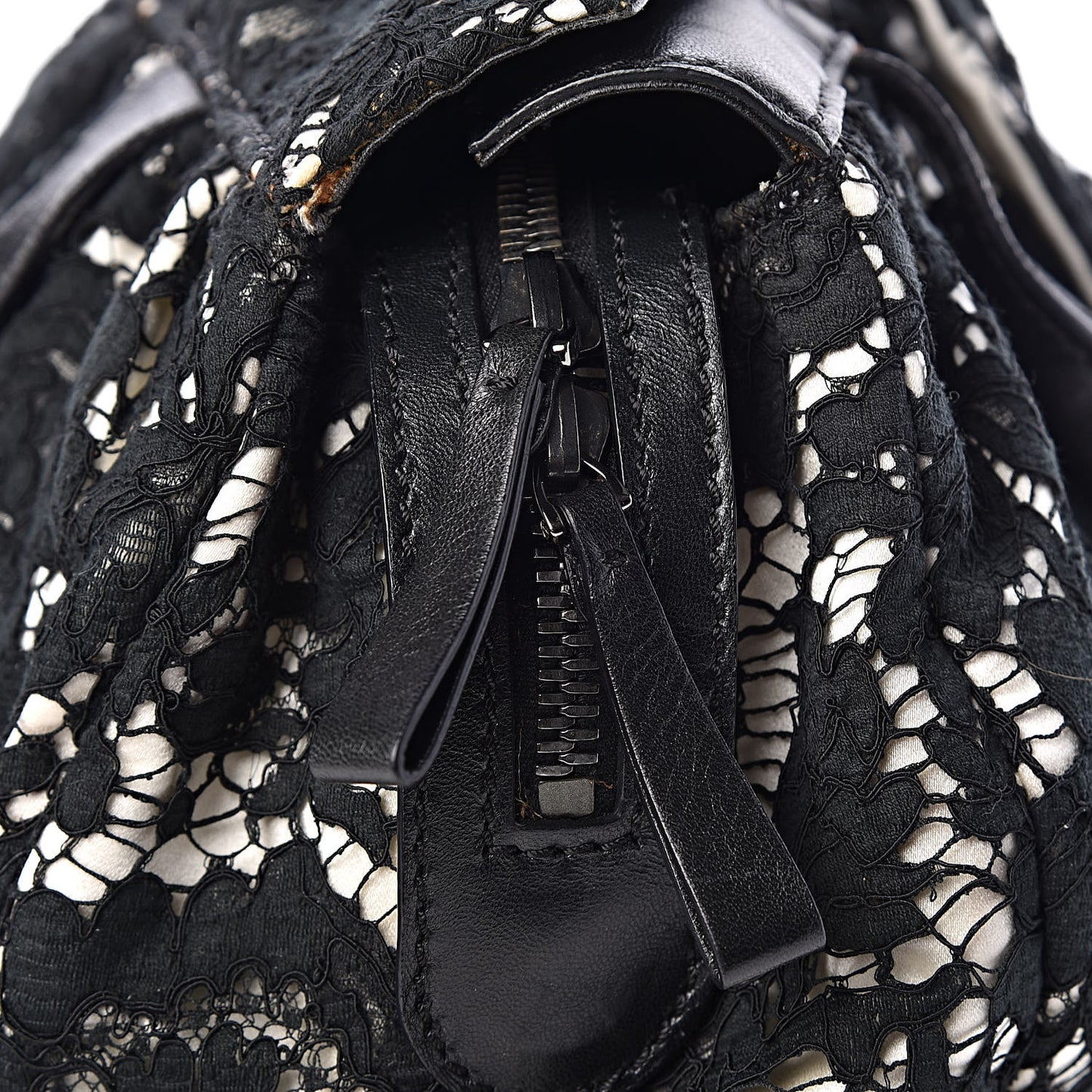 Satin Lace Satchel Black