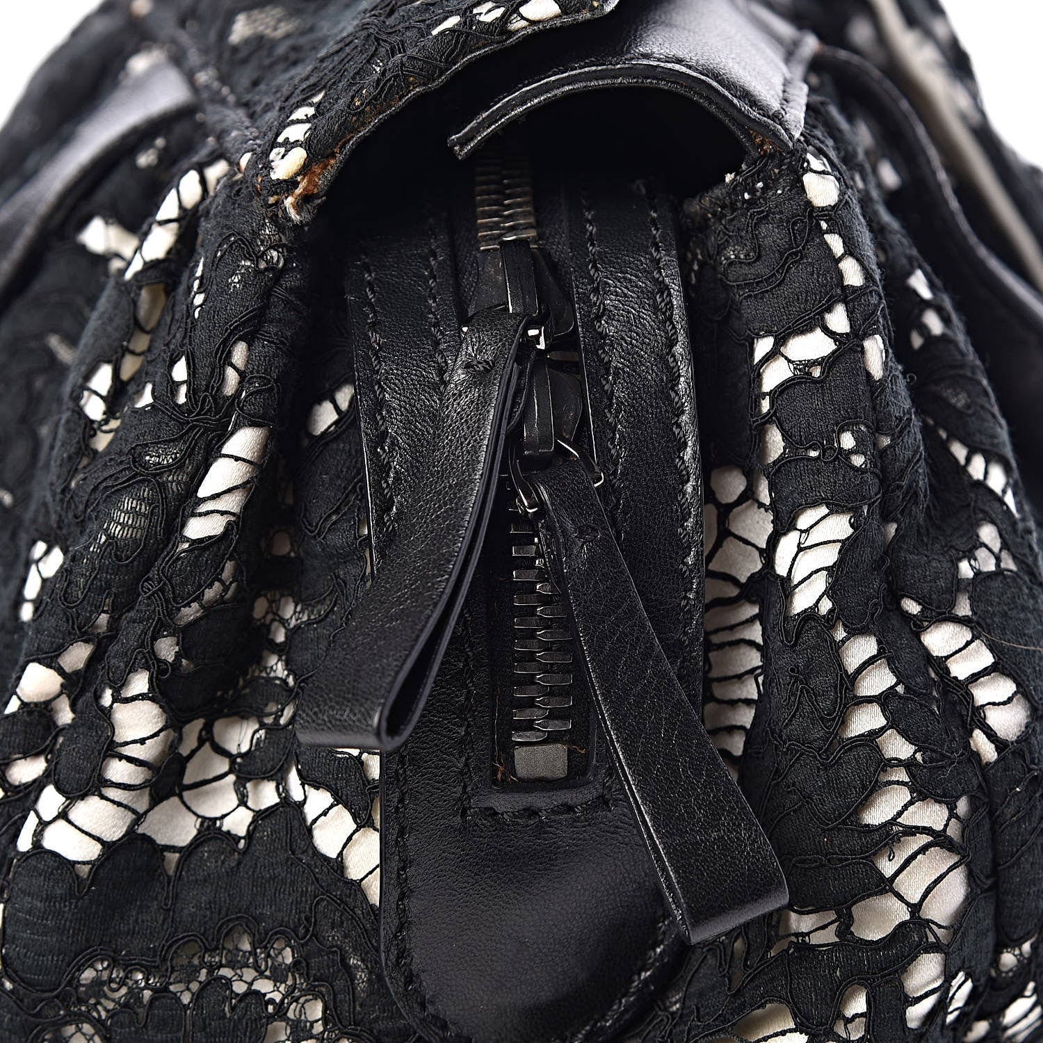 Valentino Garavani Satin Lace Satchel Black 11 of 20