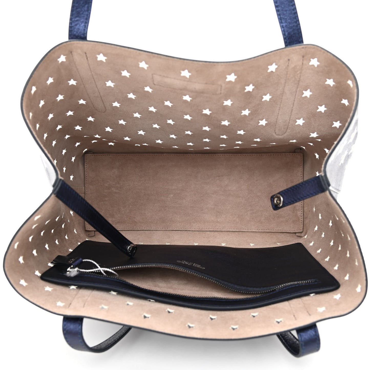 Metallic Nappa Perforated Star Sofia Shoulder Bag Navy White