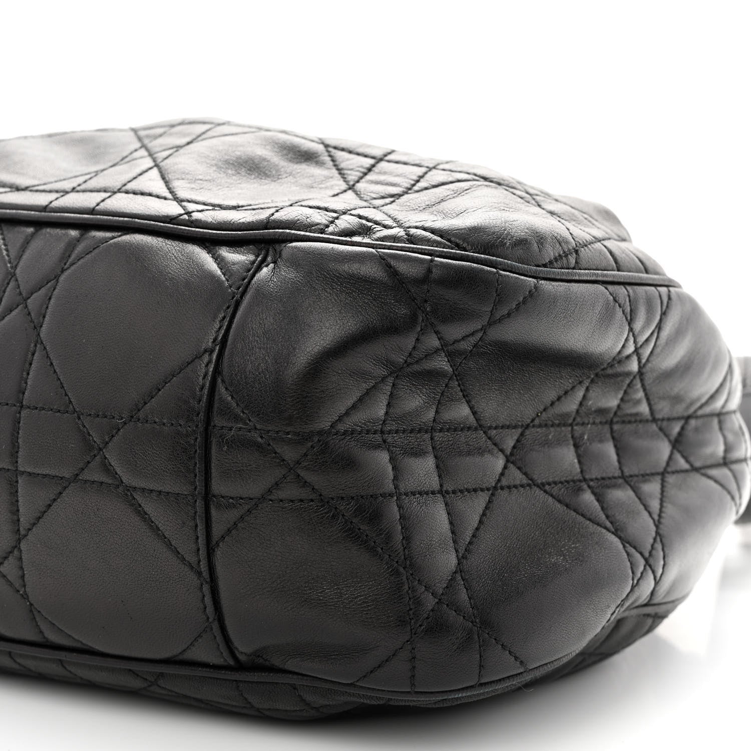 Christian Dior Lambskin Cannage Drawstring Bag Black 10 of 11