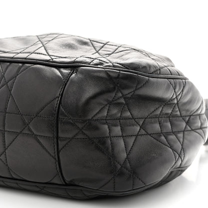Christian Dior Lambskin Cannage Drawstring Bag Black 10 of 11
