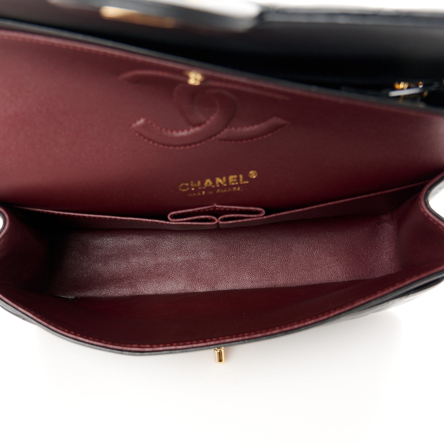 Lambskin Quilted Medium Double Flap Black