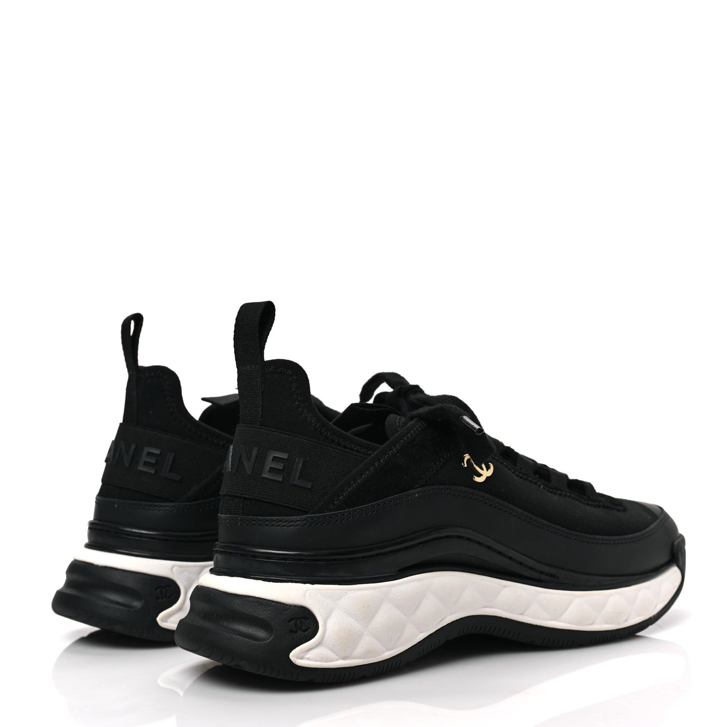 Velvet Calfskin Mixed Fibers CC Sneakers 37 Black