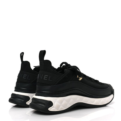 Chanel Velvet Calfskin Mixed Fibers CC Sneakers 37 Black 4 of 9