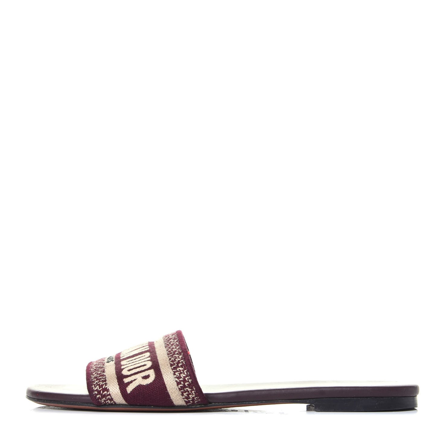 Canvas Embroidered Dway Mules Slide Sandals 37.5 Burgundy