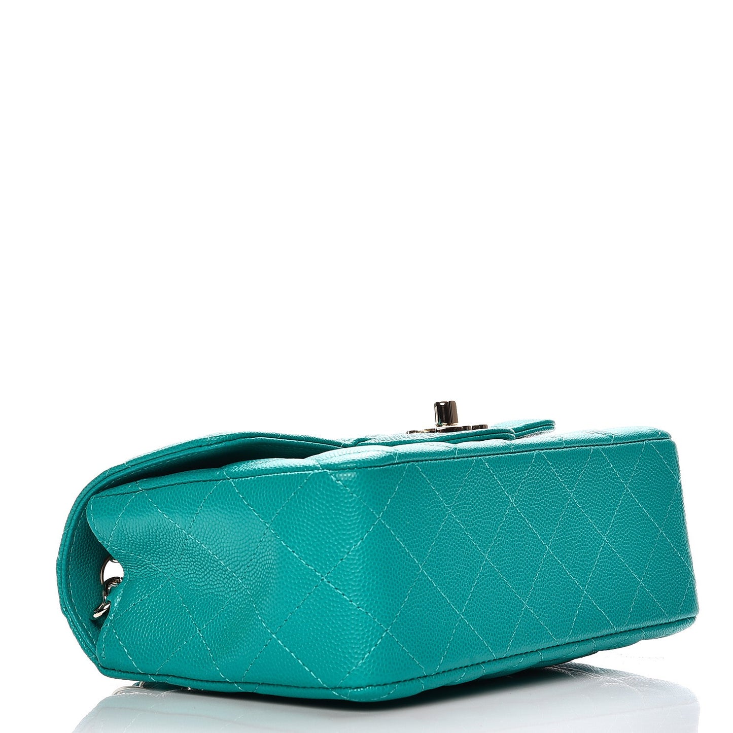 Caviar Quilted Mini Rectangular Flap Turquoise