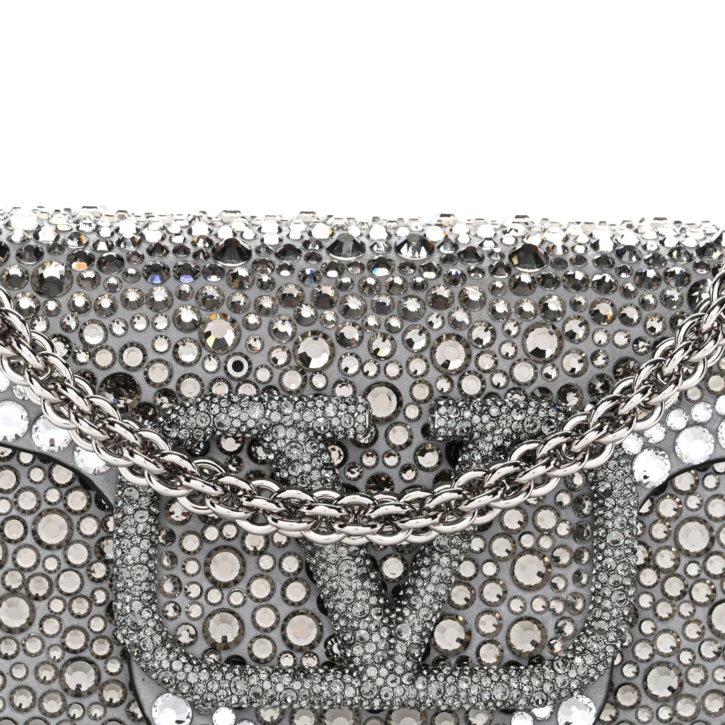 Crystal Suede Enamel Vlogo Small Loco Shoulder Bag Silver
