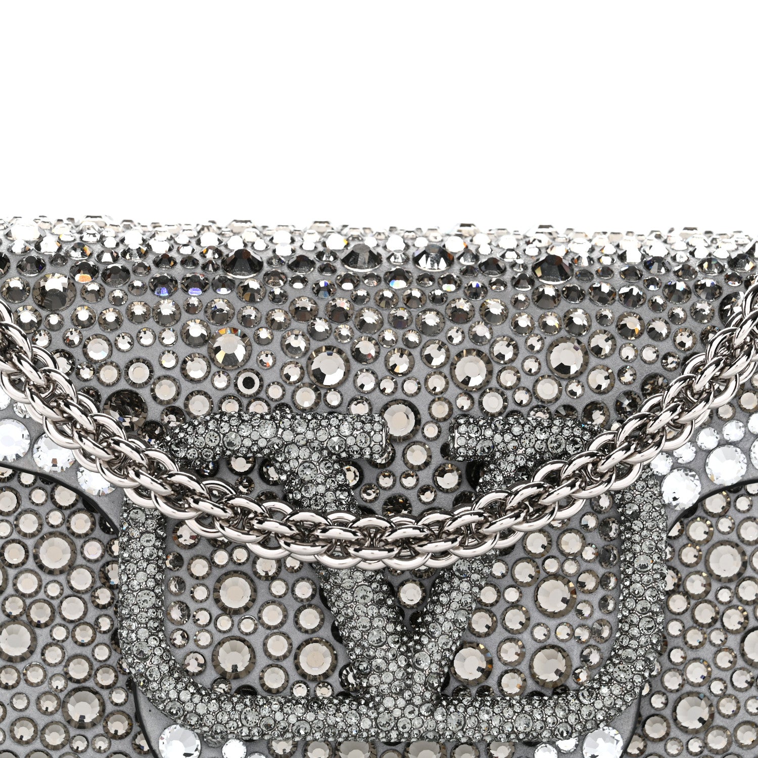 Valentino Garavani Crystal Suede Enamel Vlogo Small Loco Shoulder Bag Silver 7 of 12