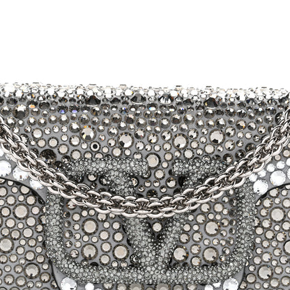 Valentino Garavani Crystal Suede Enamel Vlogo Small Loco Shoulder Bag Silver 7 of 12