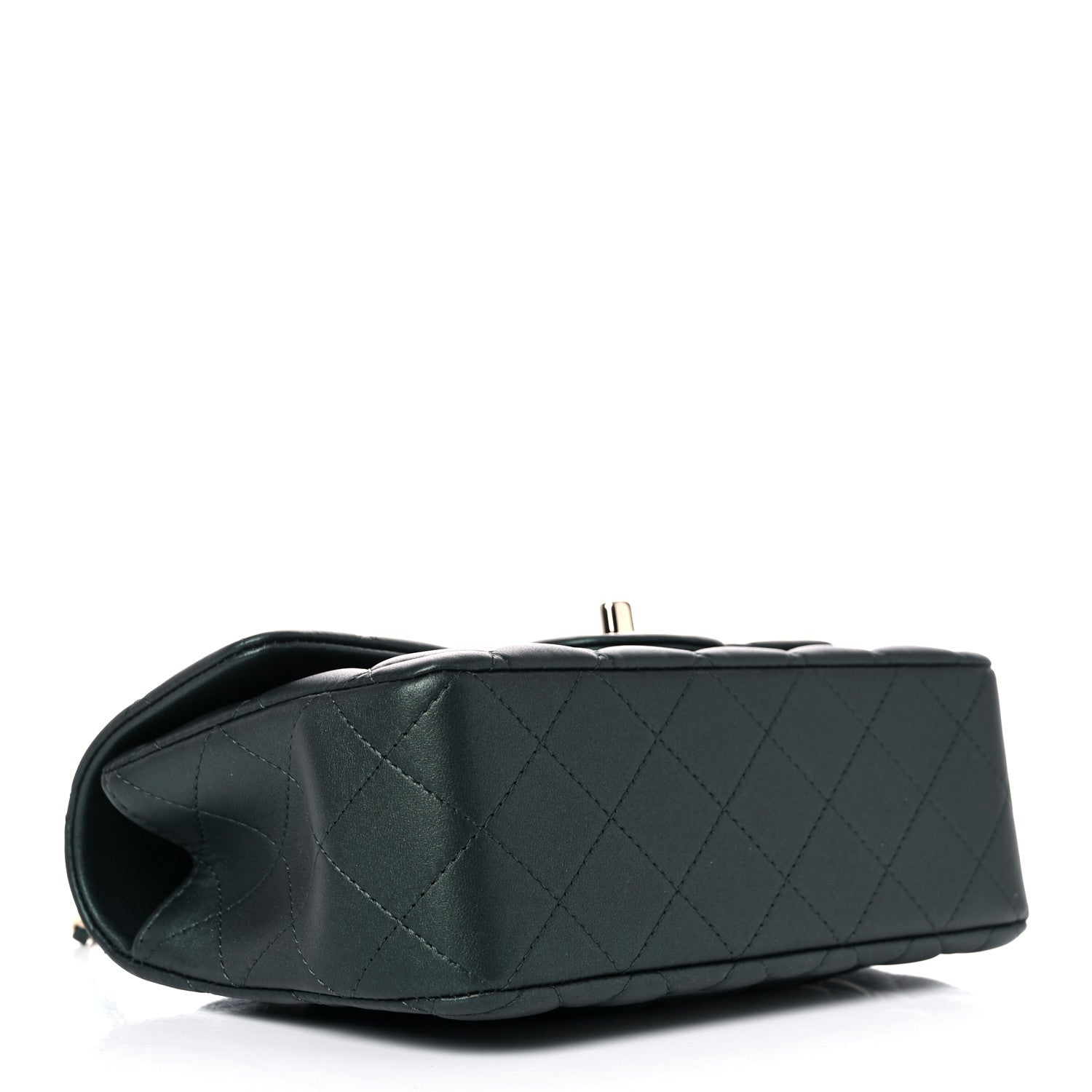 Chanel Iridescent Lambskin Quilted Mini Top Handle Rectangular Flap Dark Green 3 of 9