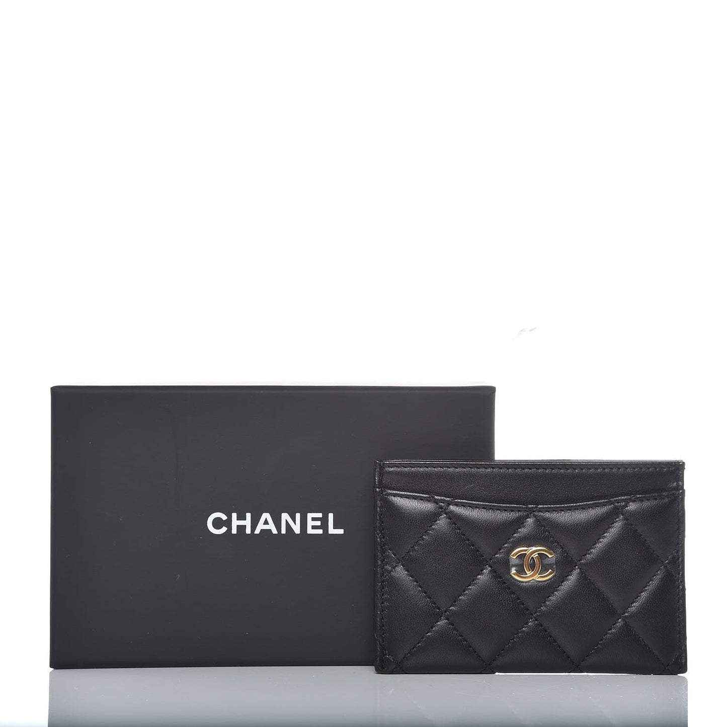 Lambskin Quilted Card Holder Black