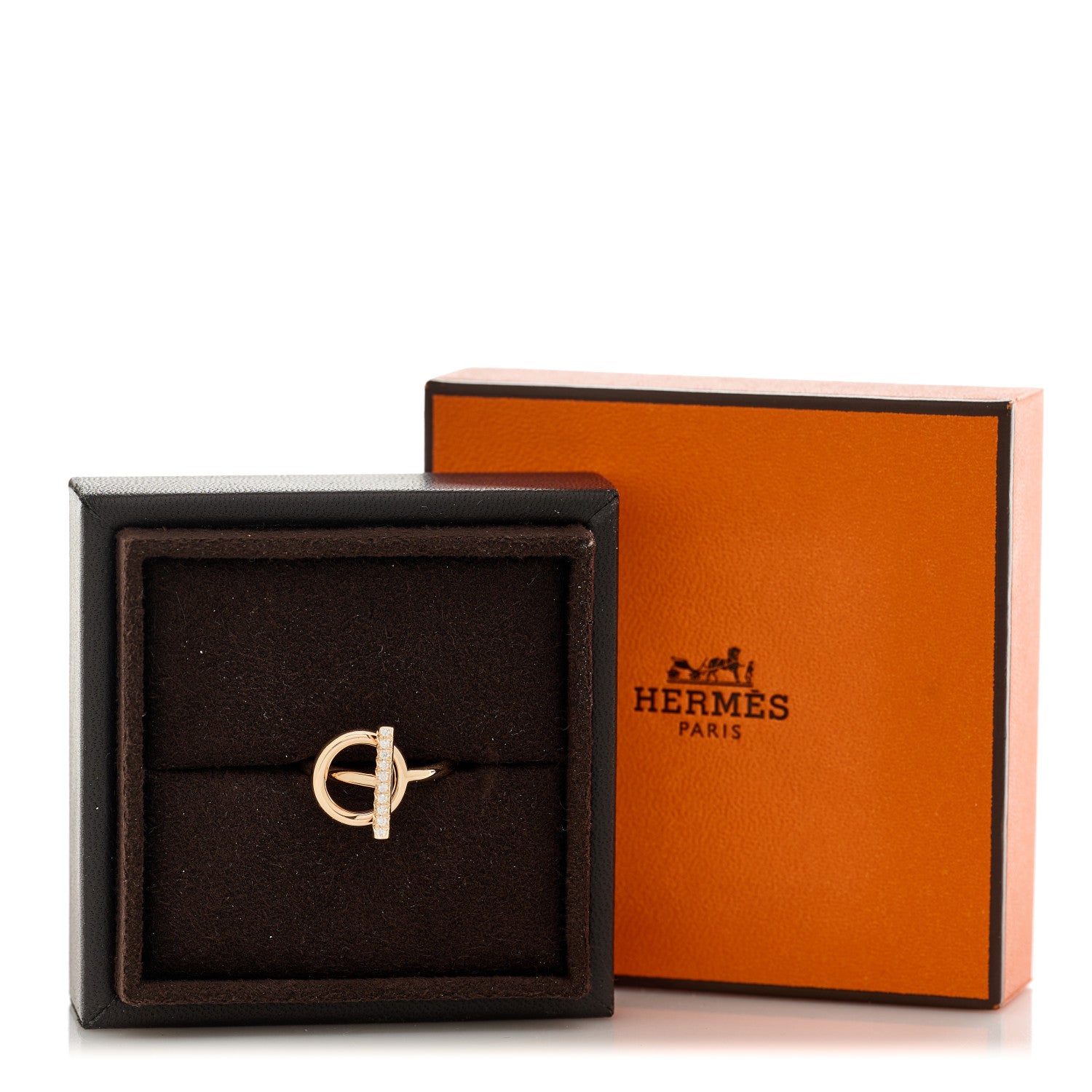 Hermes 18K Rose Gold Diamond PM Echappee Ring 52 6 6 of 6