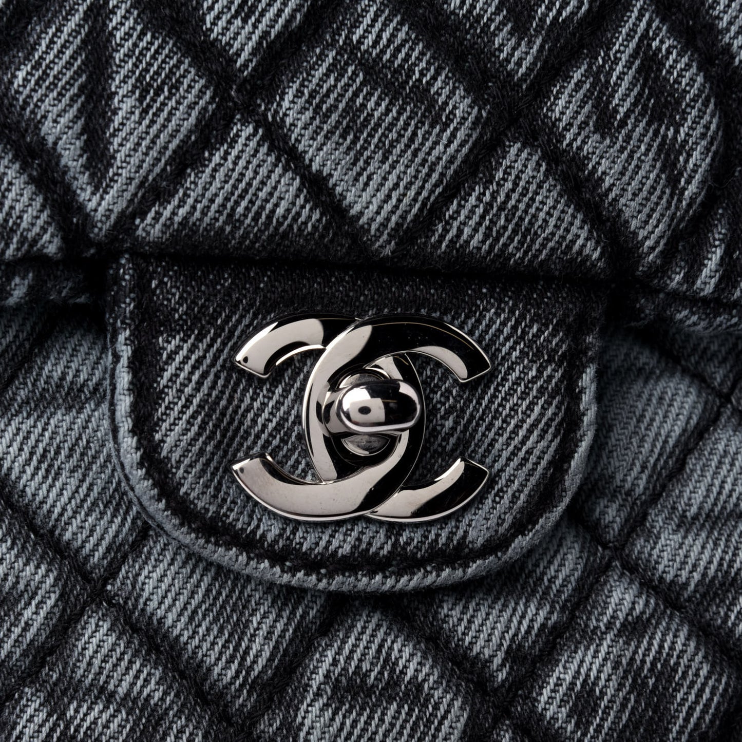 Washed Denim Quilted Small Denimpression Flap Blue Black