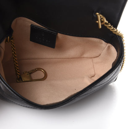 Gucci Calfskin Matelasse Super Mini GG Marmont Shoulder Bag Black 4 of 11