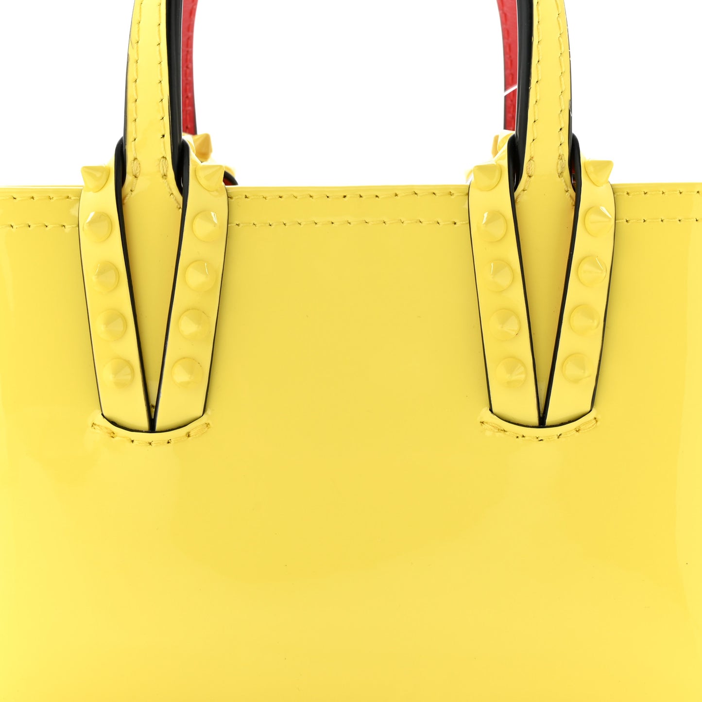 Patent Calfskin Spikes Mini East West Cabata Tote Yellow