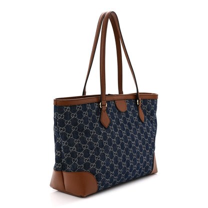 Gucci New Denim GG Monogram Medium Ophidia Shopping Tote Blue Tea Cuir 3 of 12