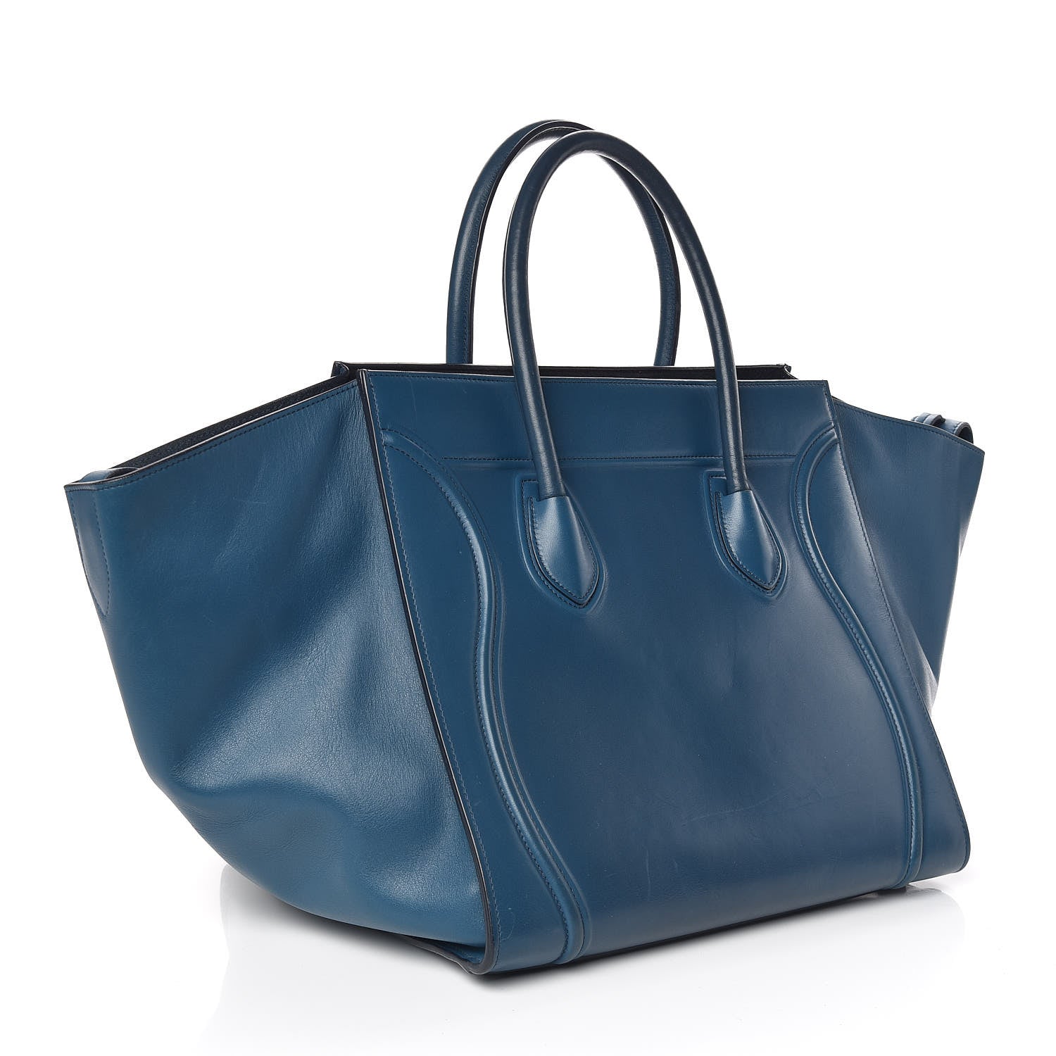 Celine Nappa Calfskin Medium Phantom Luggage Metallic Blue 3 of 9