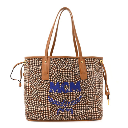 MCM Visetos Medium Liz Reversible Shopper Tote Cognac 3 of 17