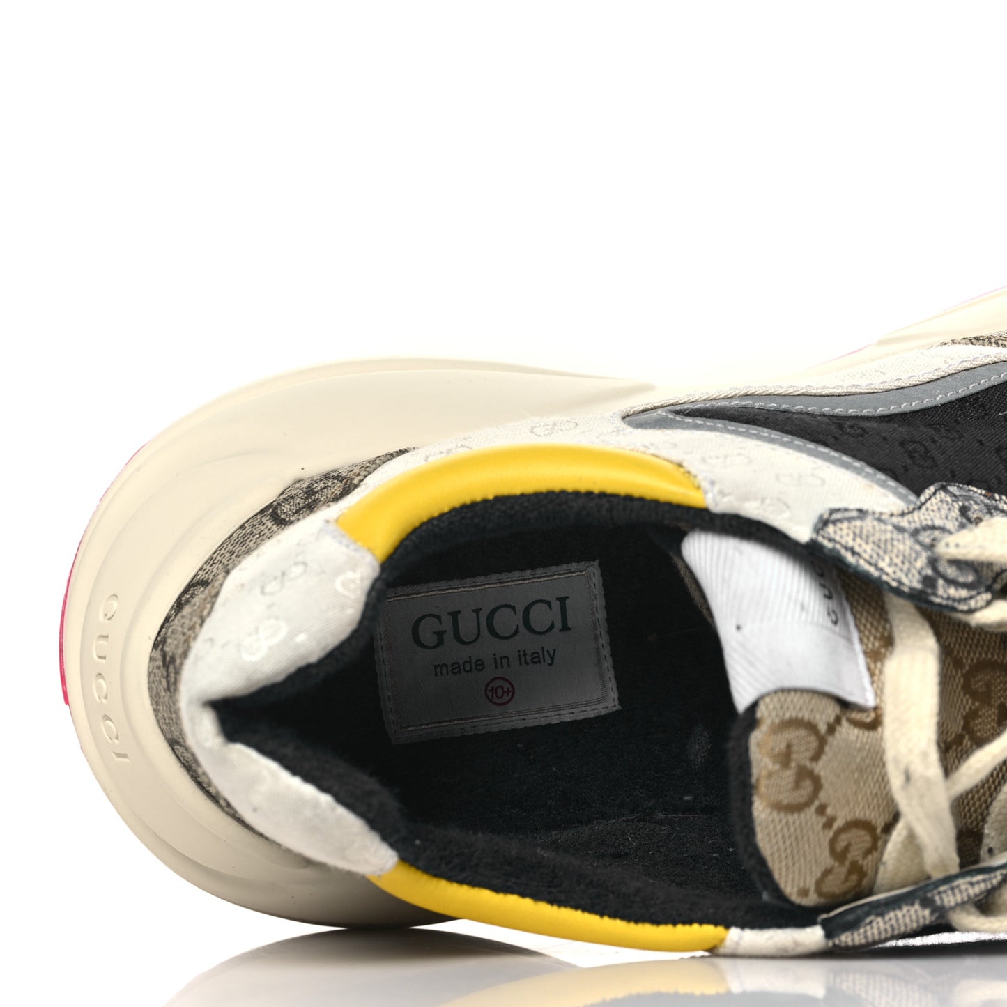 GG Supreme Monogram Mix Monogram Mens Rhyton Sneakers 10.5 London Blue Beige Sun Yellow