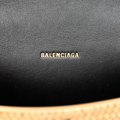 Balenciaga Strass Suede Allover Logo Hourglass Top Handle Bag XS with Chain Gold Black 6 of 14
