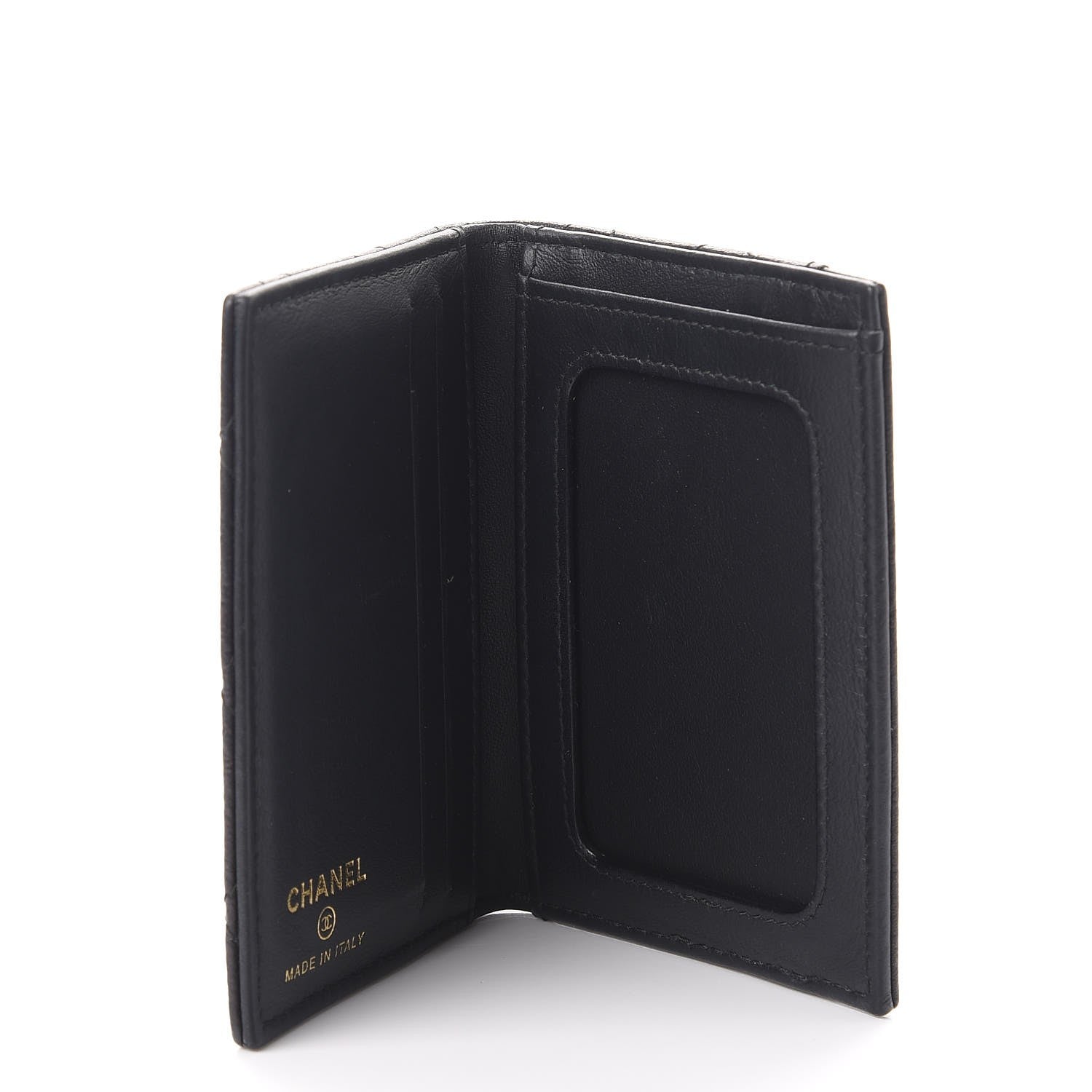 Chanel Letter Calfskin Embossed Quilted CC Card Holder Wallet Black 5 of 8