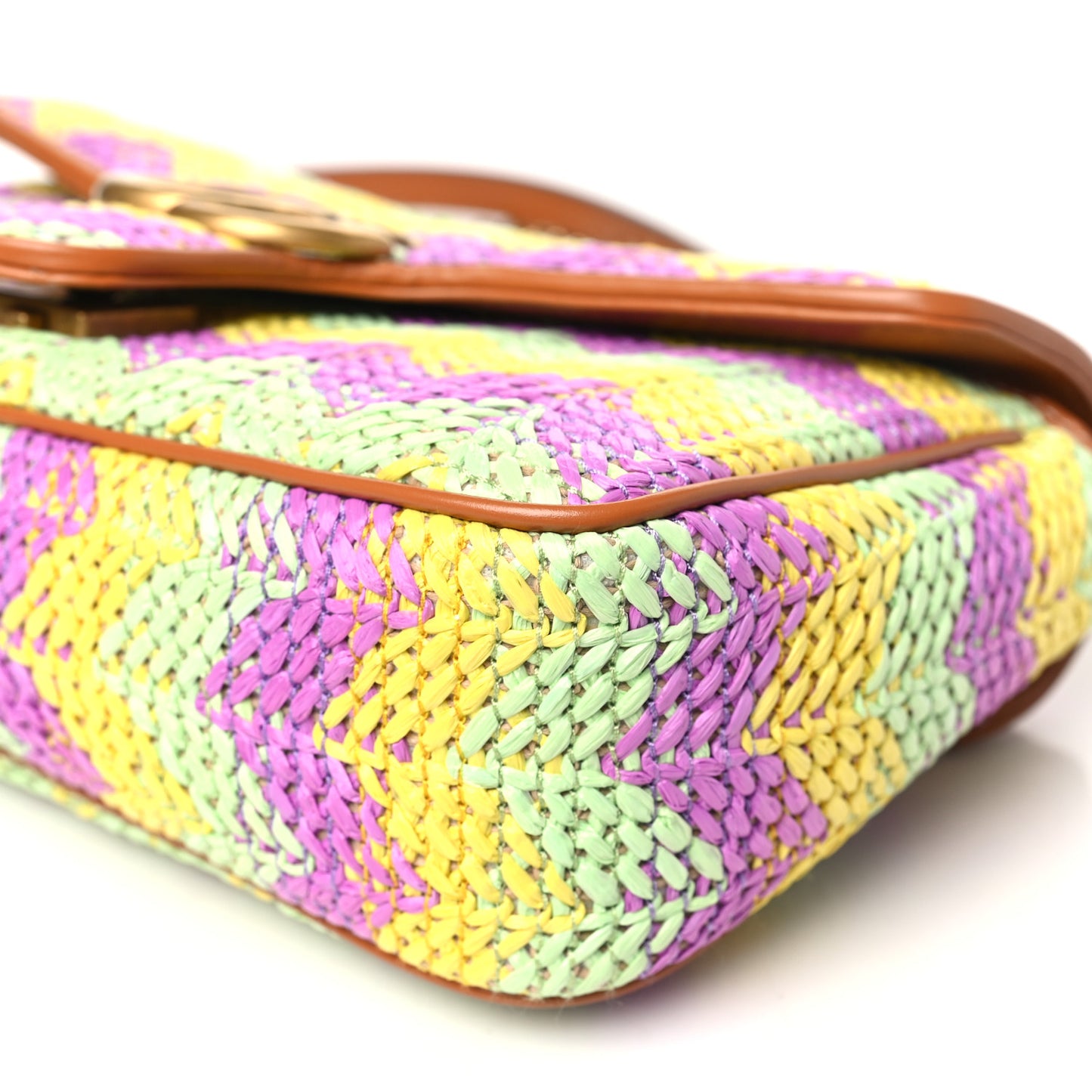 Calfskin Raffia Woven Small GG Marmont Shoulder Bag Multicolor