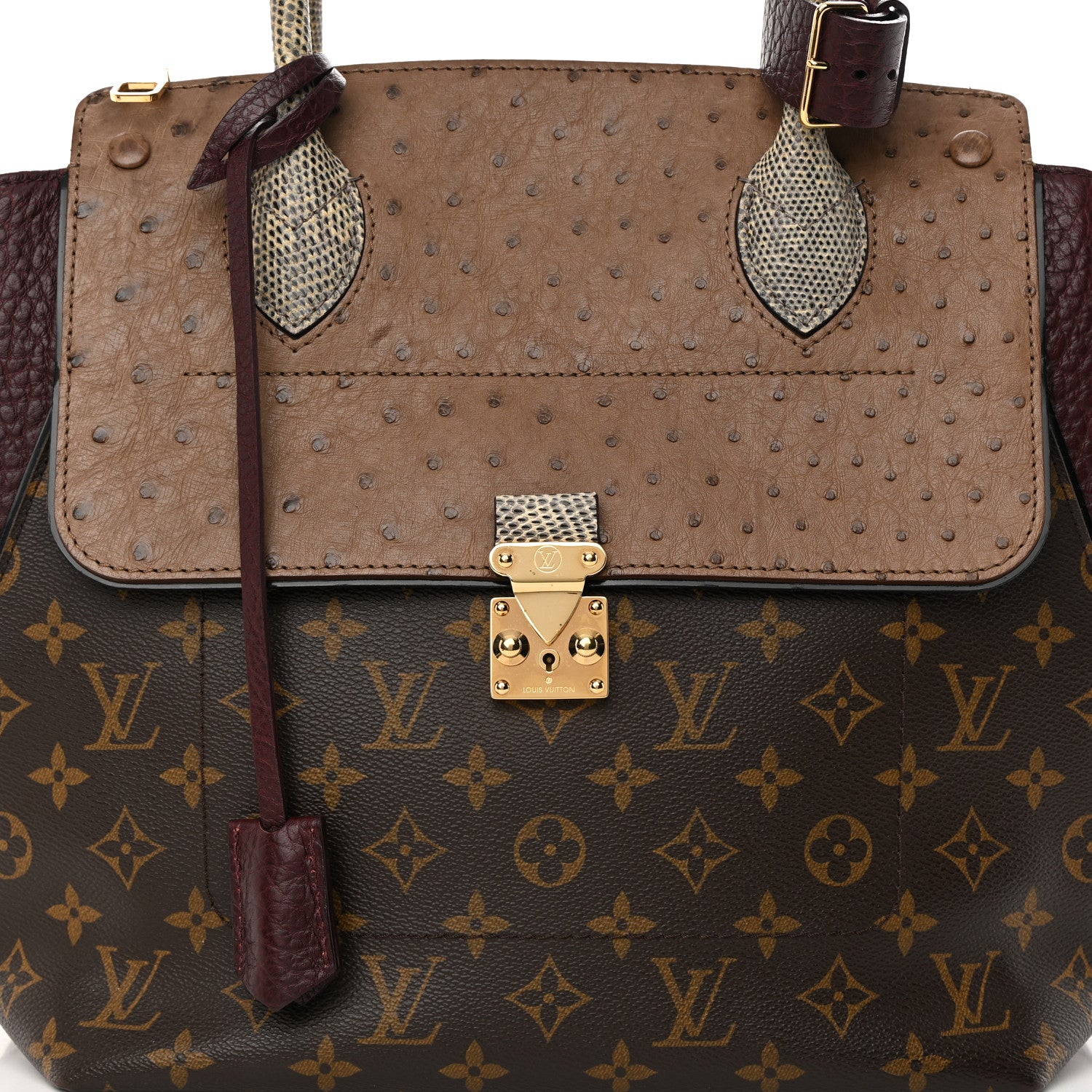 Louis Vuitton Ostrich Lizard Majestueux Tote MM Bordeaux 8 of 13