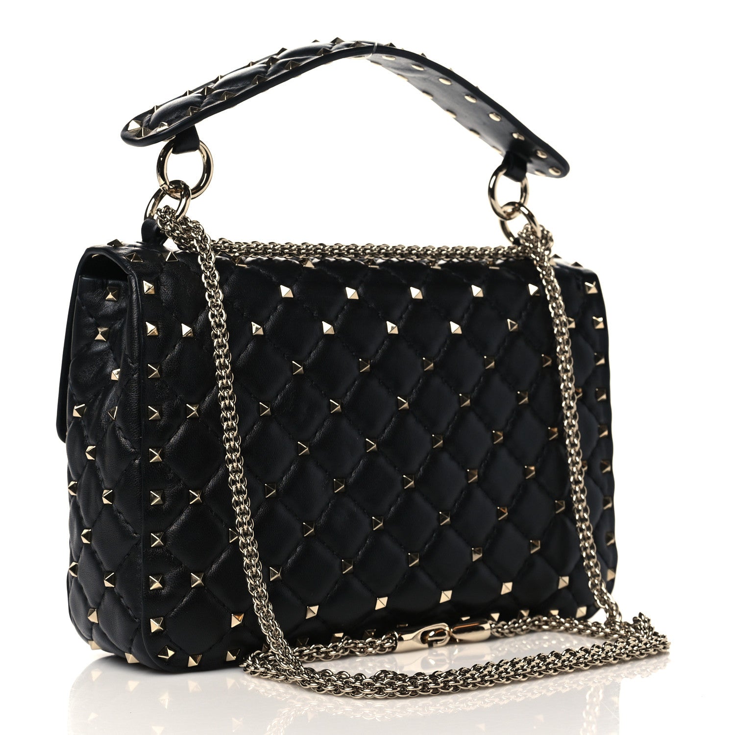 Valentino Garavani Lambskin Medium Rockstud Spike Shoulder Bag Black 3 of 6