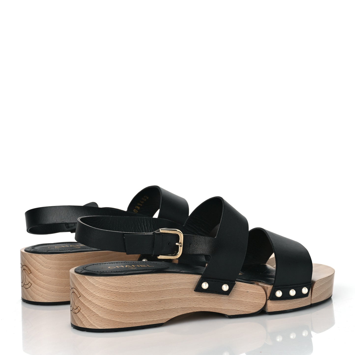 Calfskin CC Sandal Clogs 40 Black