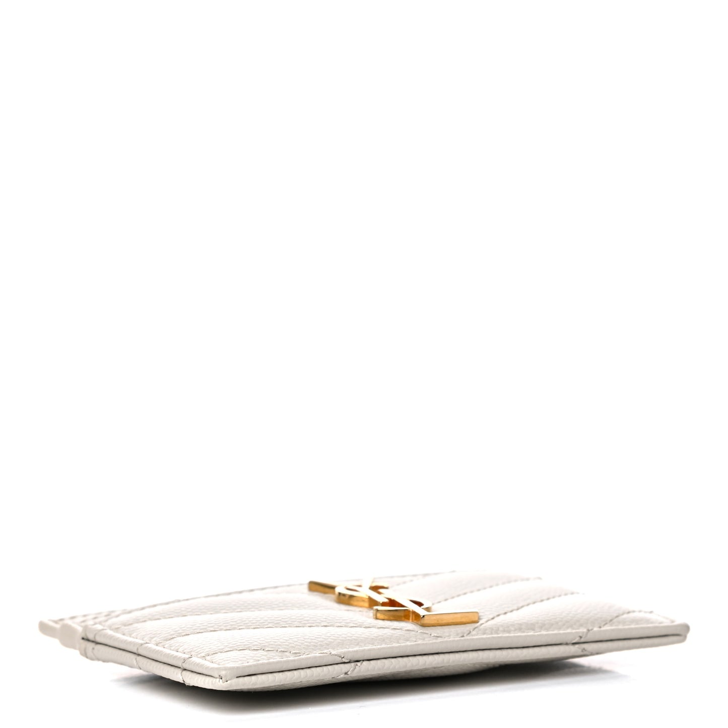 Grain De Poudre Matelasse Chevron Monogram Credit Card Case Crema Soft