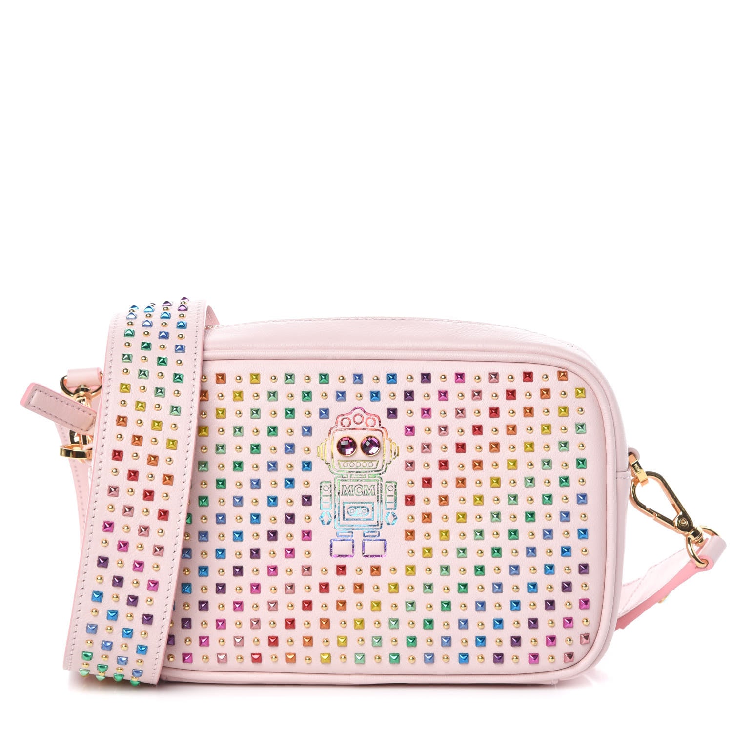 MCM Nappa Skyoptic Roboter Studded Crossbody Bag Lotus 1 of 13
