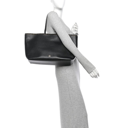 Valentino Garavani Grained Calfskin Rockstud Shoulder Tote Black 2 of 10