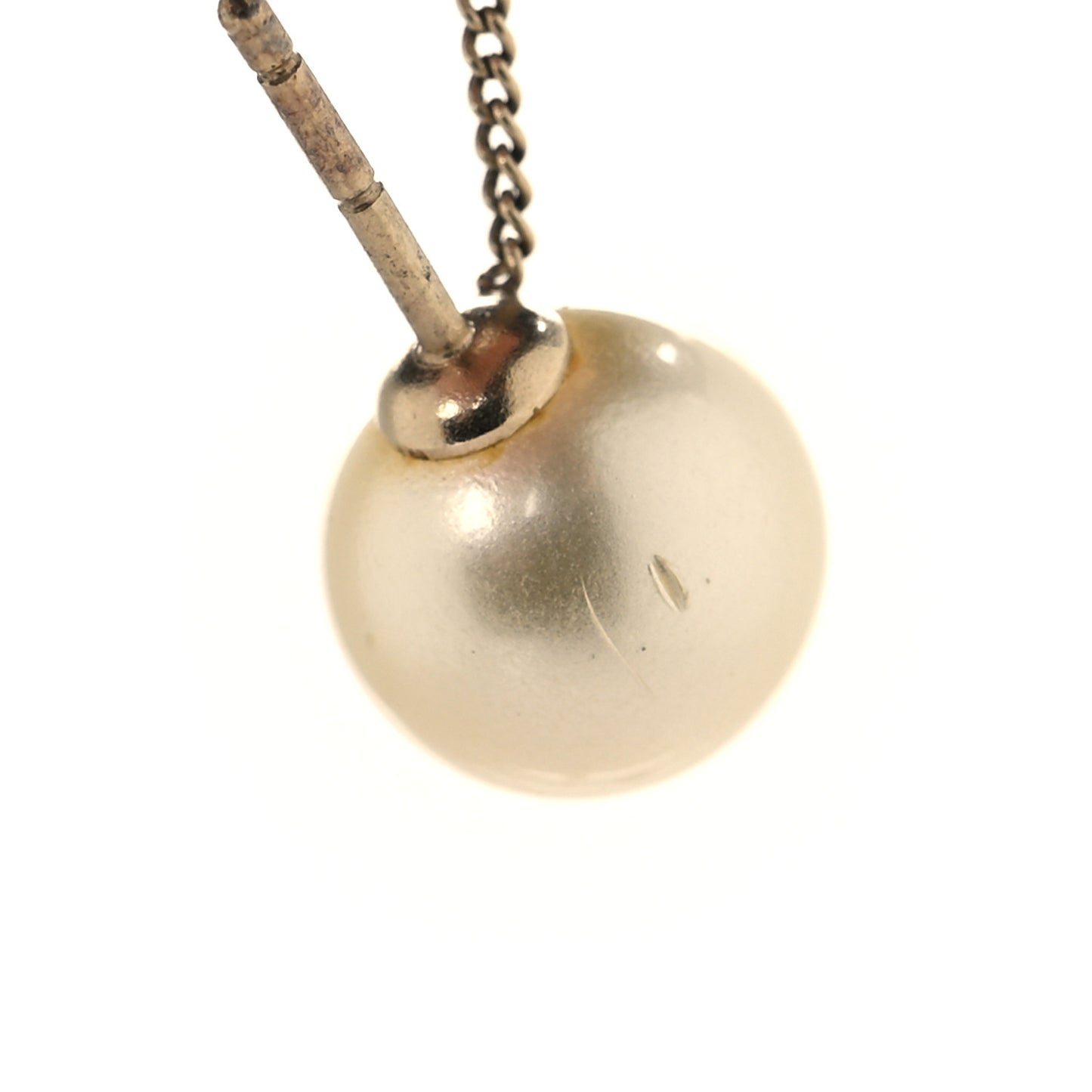 Pearl CC Chain Drop Earrings Gold