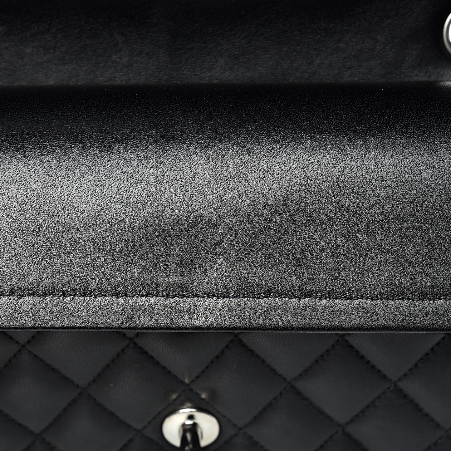 Lambskin Quilted Medium Double Flap Black