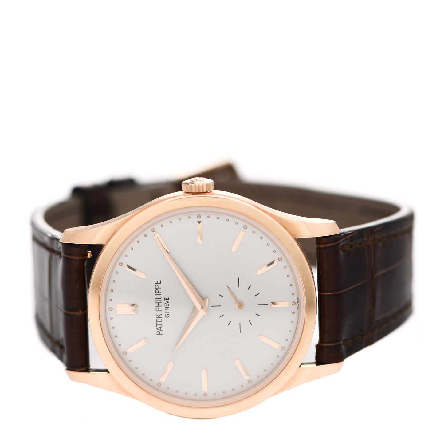 18K Rose Gold Alligator 37mm Calatrava Automatic Watch 5196R-001