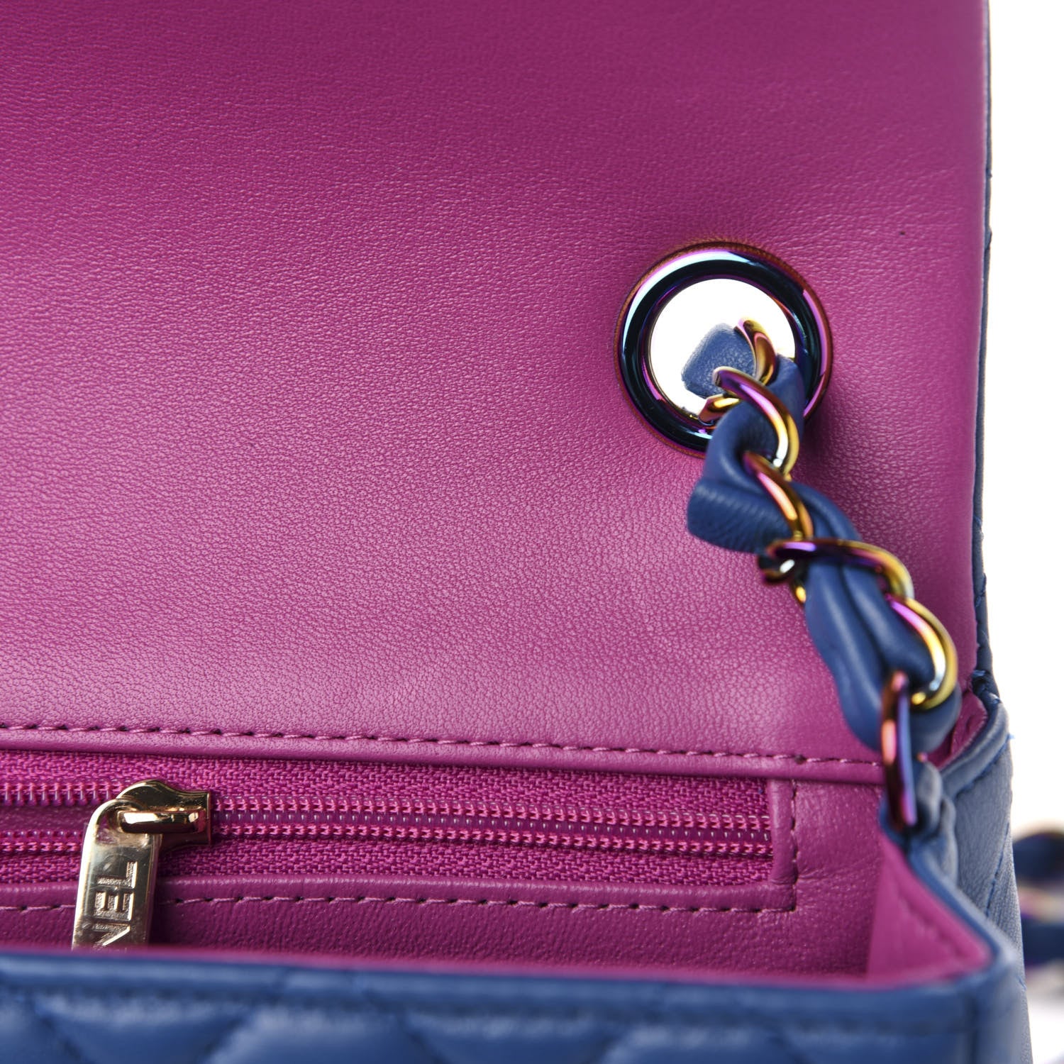 Chanel Lambskin Quilted Mini Rectangular Flap Blue Purple 9 of 12