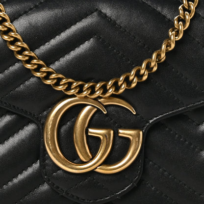 Gucci Calfskin Matelasse GG Marmont Chain Wallet Black 9 of 11