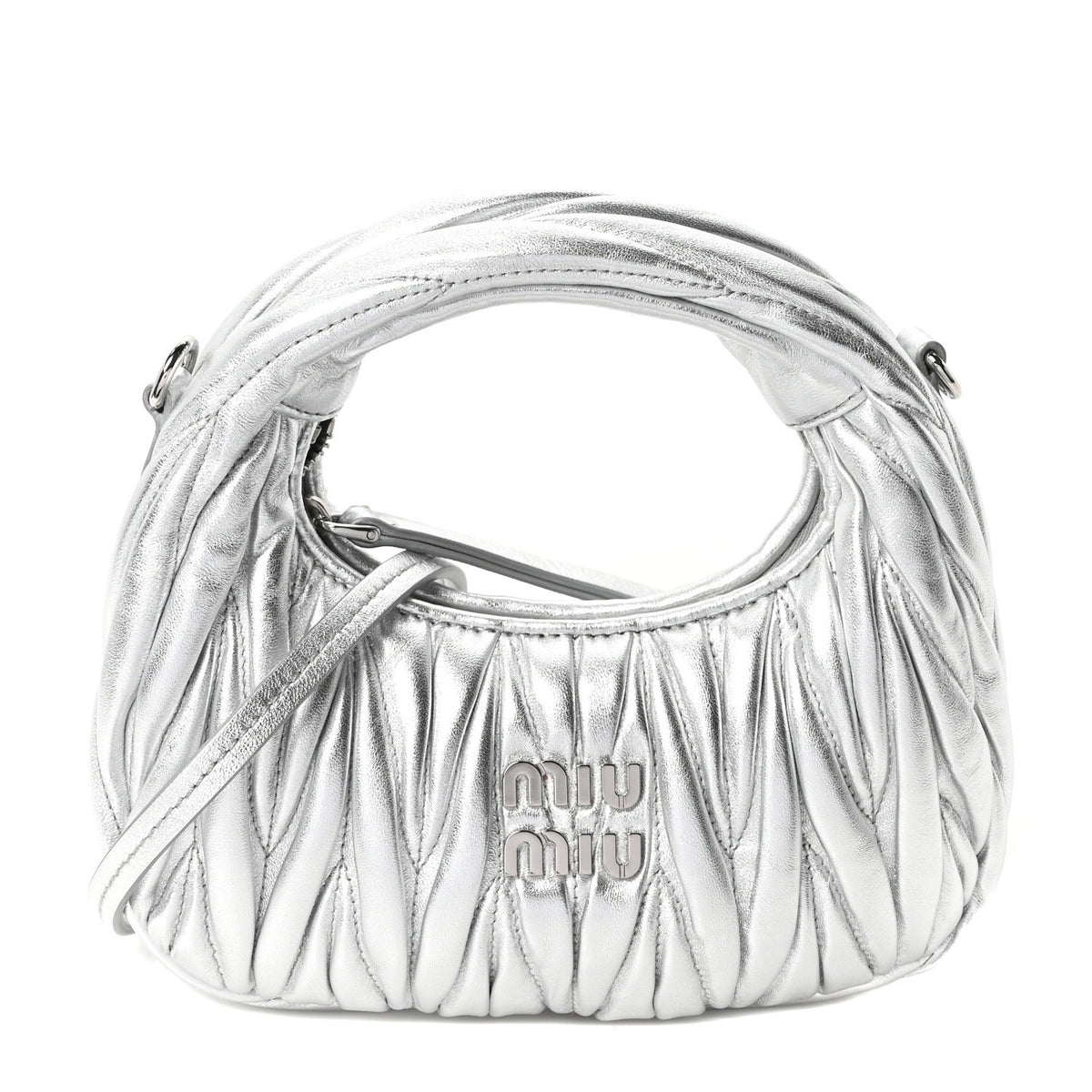 Metallic Nappa Matelasse Mini Wander Hobo Cromo