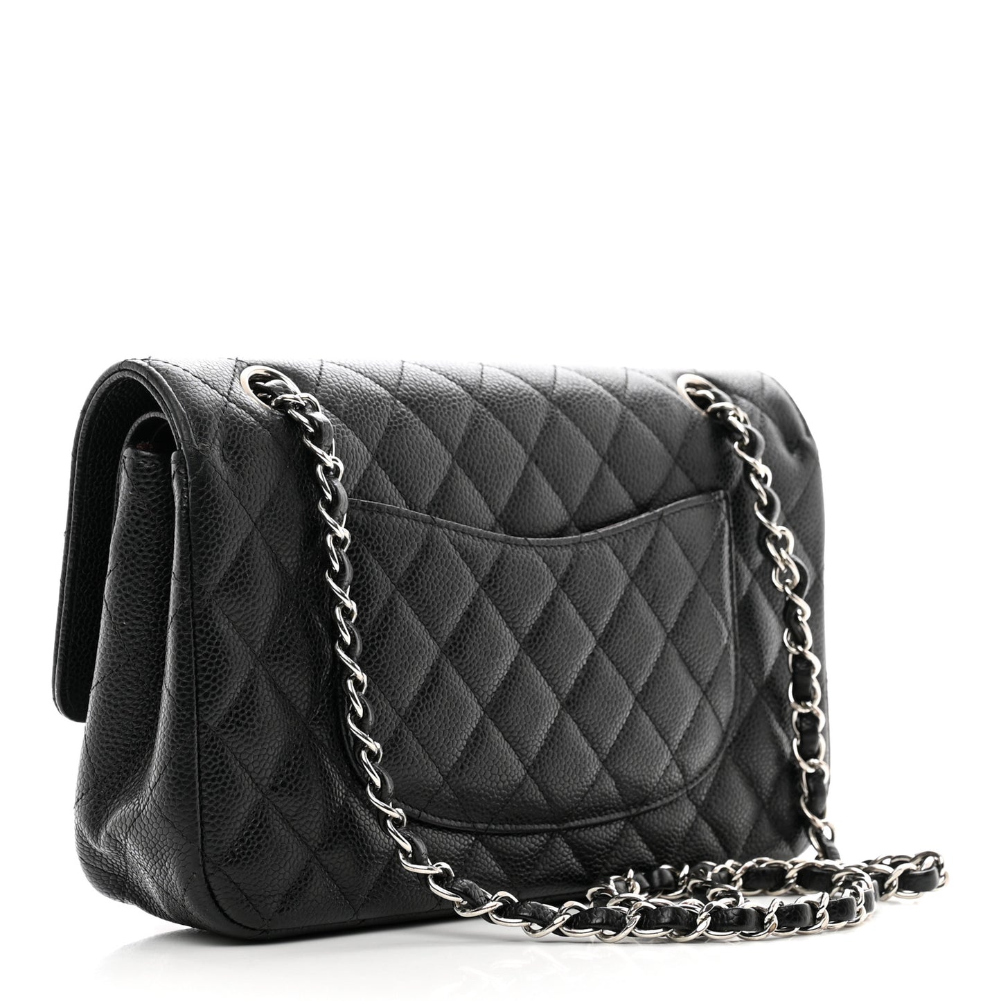 Caviar Quilted Medium Double Flap Black