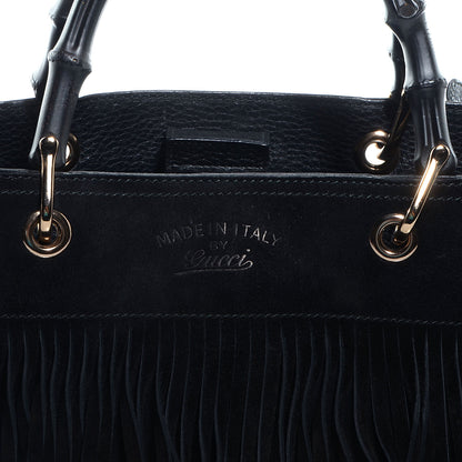 Gucci Suede Bamboo Fringe Medium Shopper Tote Black 8 of 8