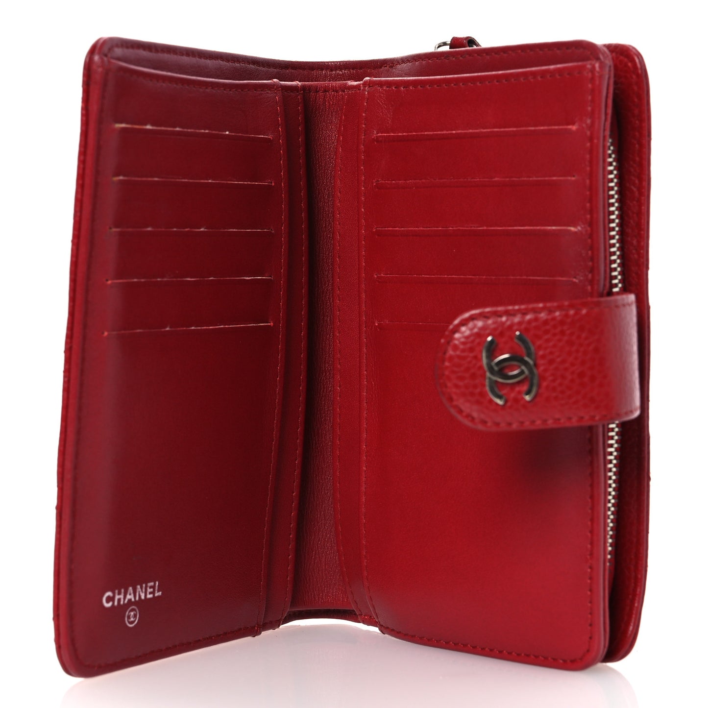 Caviar Quilted CC French Wallet Red