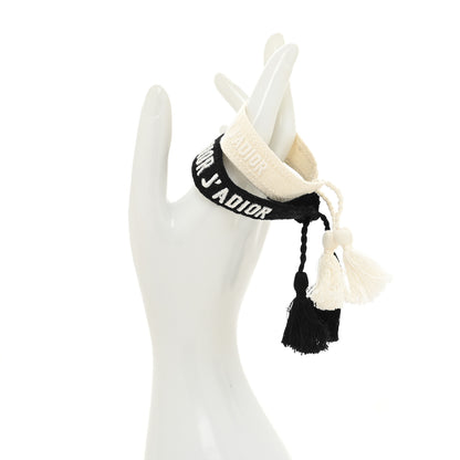Christian Dior Woven Cotton J'Adior Friendship Bracelet Set Black White 2 of 3