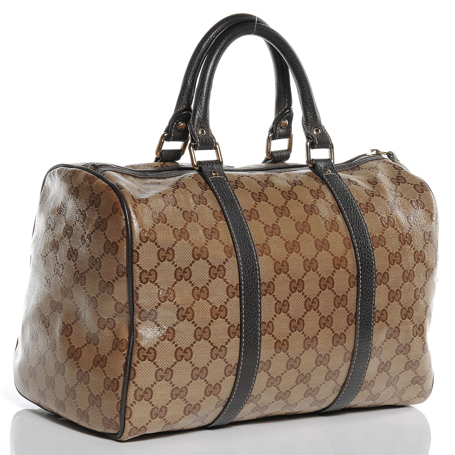 Gucci Crystal Monogram Dollar Calfskin Medium Joy Boston Beige Ebony Testa di Moro 3 of 7