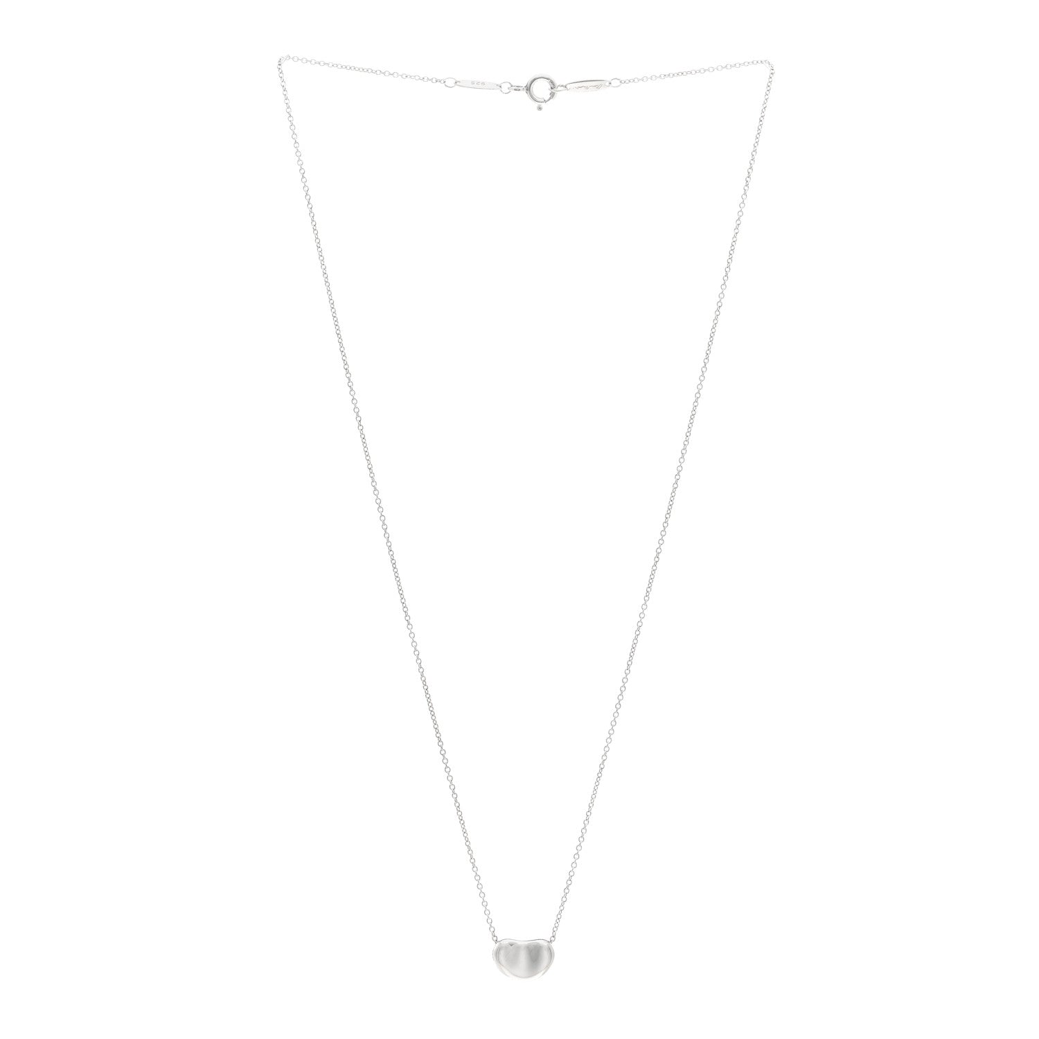 Tiffany Sterling Silver 9mm Elsa Peretti Bean Pendant Necklace 3 of 4