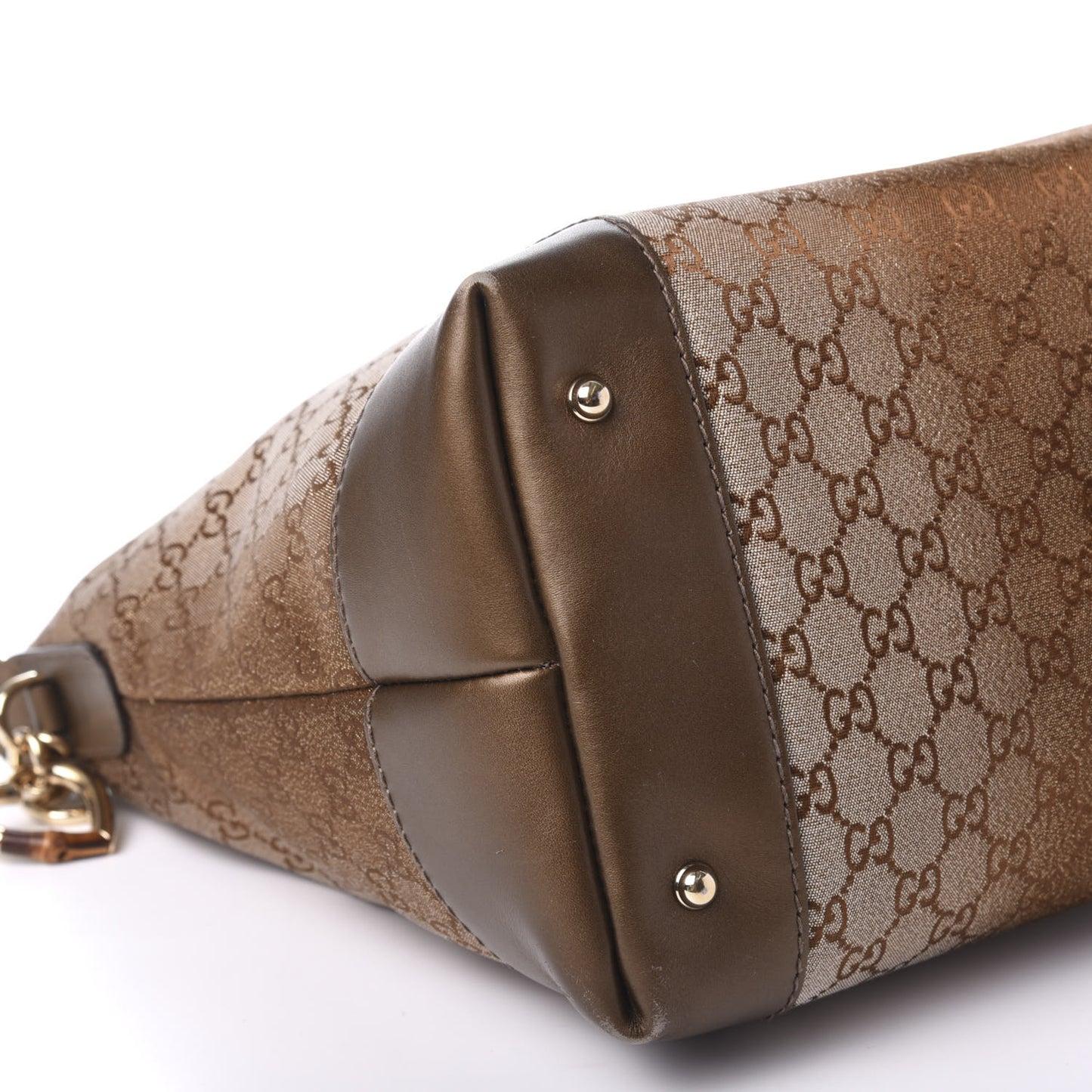 Monogram Lurex Medium Heart Bit Charm Hobo Bronze