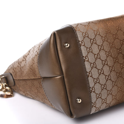 Gucci Monogram Lurex Medium Heart Bit Charm Hobo Bronze 6 of 12