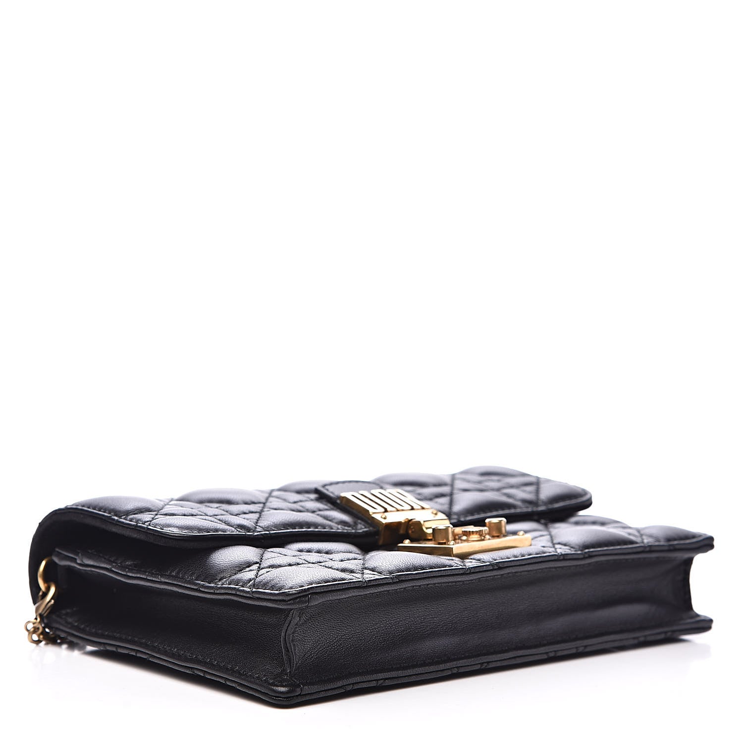 Christian Dior Lambskin Cannage Dioraddict Wallet on Chain Clutch Black 4 of 10