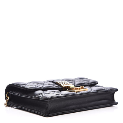 Christian Dior Lambskin Cannage Dioraddict Wallet on Chain Clutch Black 4 of 10
